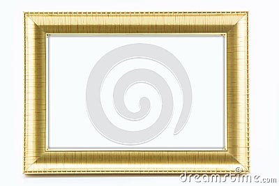 Classic vintage gilded frame on white background. Stock Photo