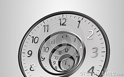 Classic Vintage Round Clock Spinning forward or backward with infinity time. 3D Illustration 8K Stock Photo