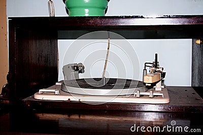 classic vinyl record machine that still works well Stock Photo