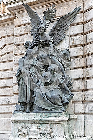 Classic wall statues in Buda Castle, Budapest Stock Photo