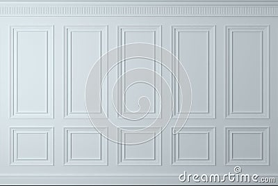 Classic wall of white wood panels. Joinery in the interior. Background Cartoon Illustration