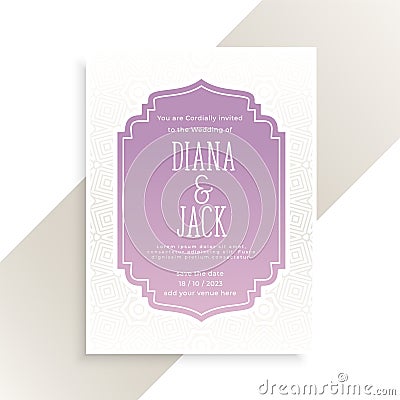 Classic wedding invitation card design Vector Illustration