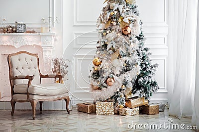 Classic white christmas interior Stock Photo
