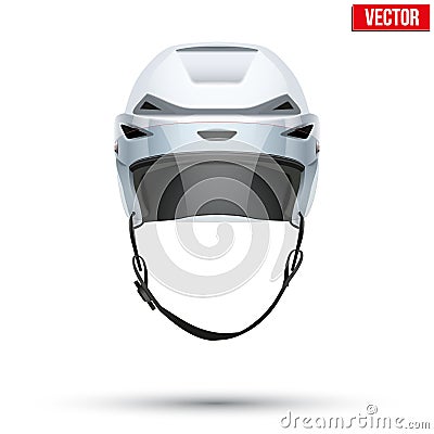 Classic white Ice Hockey Helmet with glass visor Cartoon Illustration
