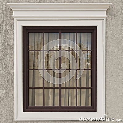 Classic windows with stucco molding Stock Photo