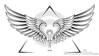 Classic wings tattoo Vector Illustration