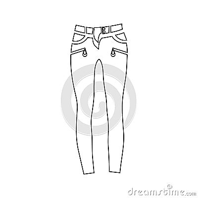 Classic women jeans icon, outline style Vector Illustration