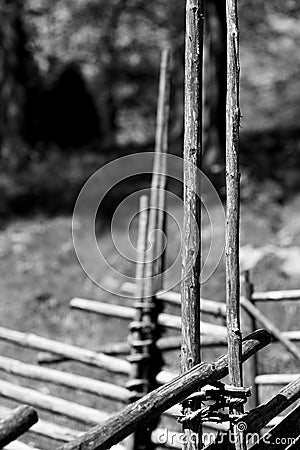 Digital art fence, in the old fashioned way Stock Photo