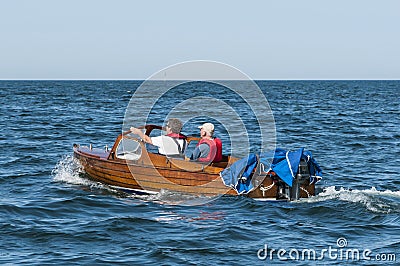 Classic wooden motorboat sweden Editorial Stock Photo
