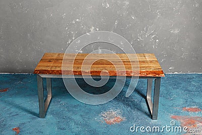 Classic wooden table built from furniture factory with raw and original premium cut of wood perfect for vintage home decor Stock Photo