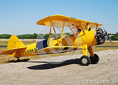 Classic Yellow Aircraft Stock Photo