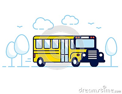 Classic yellow school bus Vector Illustration
