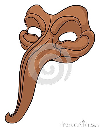 Classic Zanni mask in leather for Venice`s Carnival, Vector illustration Vector Illustration