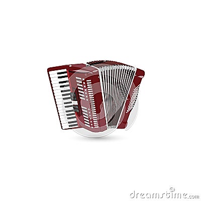 Classical accordion, harmonic. Musical instrument. Accordion isolated on white background. Accordion flat icon - Vector Cartoon Illustration