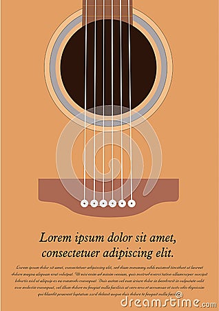 Classical acoustic guitar. Cartoon Illustration