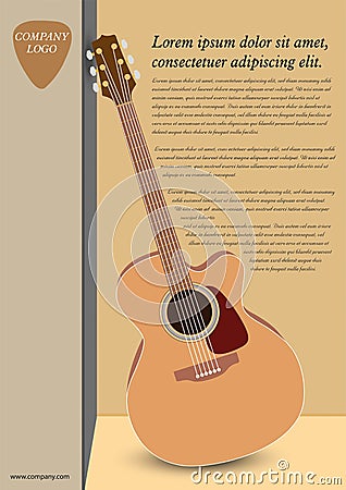 Classical acoustic guitar. Cartoon Illustration