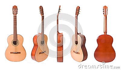 Classical acoustic guitars set Stock Photo