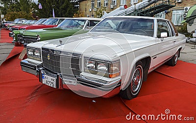 Classical american executive car coupe fifth generation Cadillac deVille on the exhibition of retro cars Editorial Stock Photo