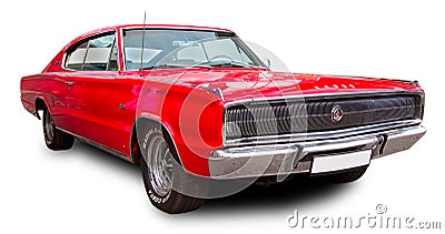 Classical American muscle car 1966 Dodge Charger 383. White background Editorial Stock Photo