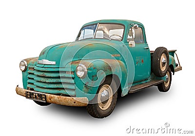 The Classical American Pickup truck Chevrolet 3100 Series 1947. White background Editorial Stock Photo