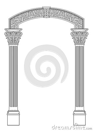 Classical arch with Greek corinthian columns Vector Illustration