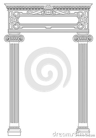 Classical arch with Greek Ionic columns Vector Illustration