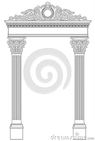 Classical arch with Greek Ionic columns Vector Illustration