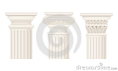 Classical architectural columns set. Architectural decor element vector illustration Vector Illustration