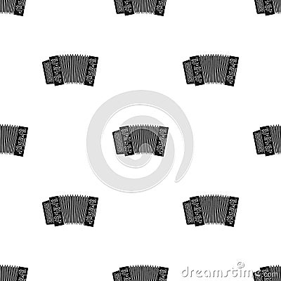 Classical bayan, accordion or harmonic icon in black style isolated on white. Russian country pattern stock Vector Illustration