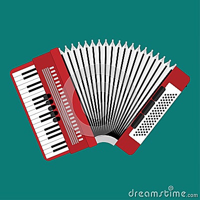 Classical bayan or accordion. Musical instrument. Accordion flat style. Bayan closeup. Realistic illustration Vector Illustration