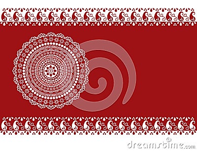 Classical burgundy henna mandala banner Vector Illustration