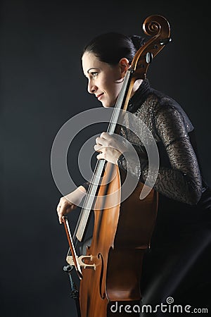 Classical cello cellist playing Stock Photo