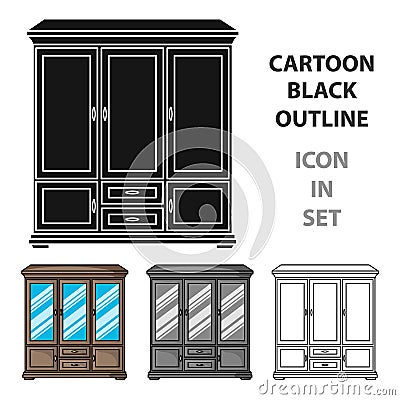 Classical cupboard icon in cartoon style isolated on white background. Furniture and home interior symbol stock vector Vector Illustration