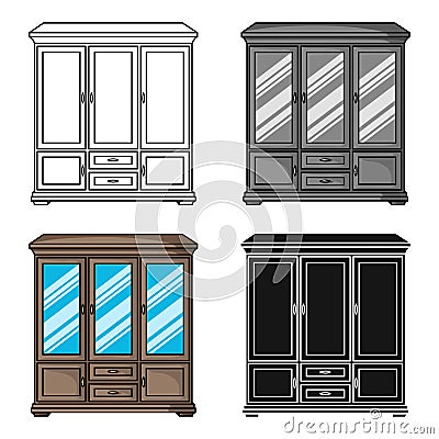 Classical cupboard icon in cartoon style isolated on white background. Furniture and home interior symbol stock vector Vector Illustration