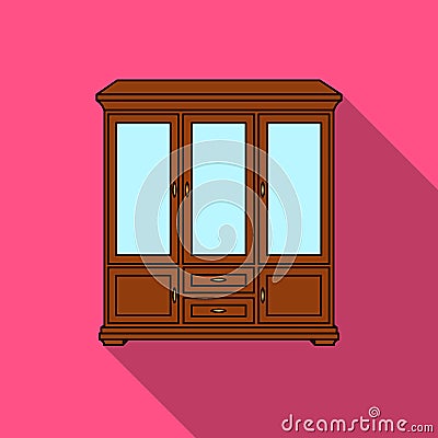 Classical cupboard icon in flat style isolated on white background. Furniture and home interior symbol stock vector Vector Illustration