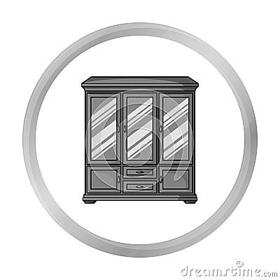 Classical cupboard icon in monochrome style isolated on white background. Furniture and home interior symbol stock Vector Illustration