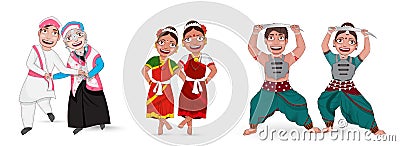 Classical Dancer Performing In Three Style With Traditional Attire Stock Photo