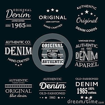 Classical denim jeans typography emblems Stock Photo