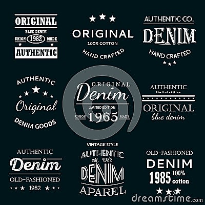 Classical denim jeans typography emblems Vector Illustration