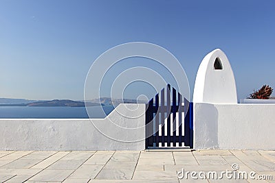 Classical Greek architecture of the streets in Oia Stock Photo