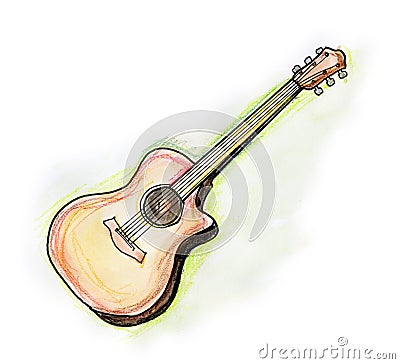 Classical Guitar Cartoon Illustration