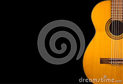 Classical guitar on a black background Stock Photo