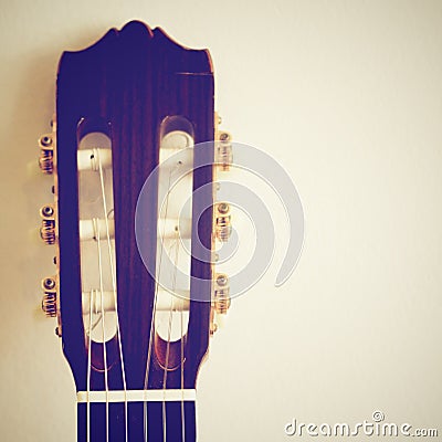 Classical guitar head with retro effect Stock Photo