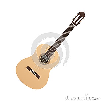 Guitar classic acoustic music instrument white background Vector Illustration