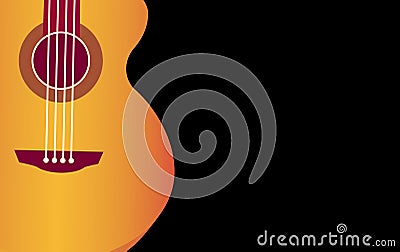Classical guitar wallpaper isolated on black background for poster design. Stock Photo