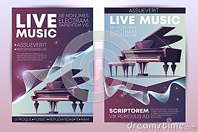 Live music concert promo brochure vector template Vector Illustration