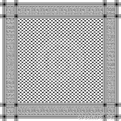 Classical keffiyeh vector pattern. Traditional Middle Eastern headdress. Arabic cotton scarf with houndstooth print and geometric Vector Illustration