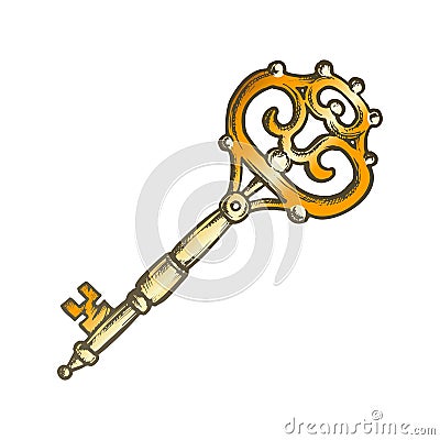 Classical Key Filigree Medieval Color Vector Vector Illustration