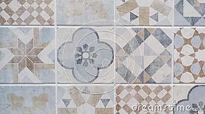 Classical mosaic ceramic tile pattern azulejo vintage tiles background Stock Photo