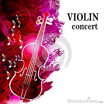 Classical music background with violin and musical notes Vector Illustration